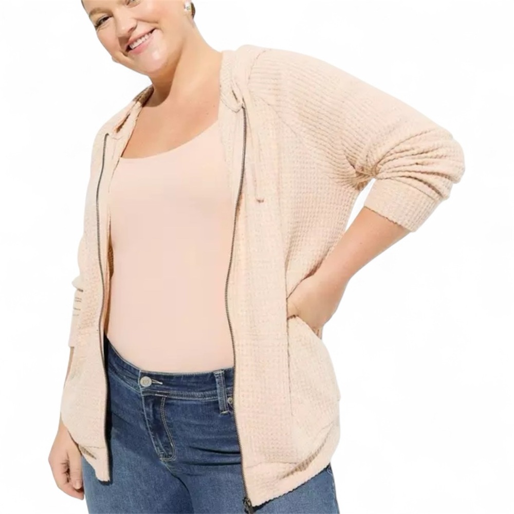 Torrid Brushed Waffle Raglan Zip Up Hoodie